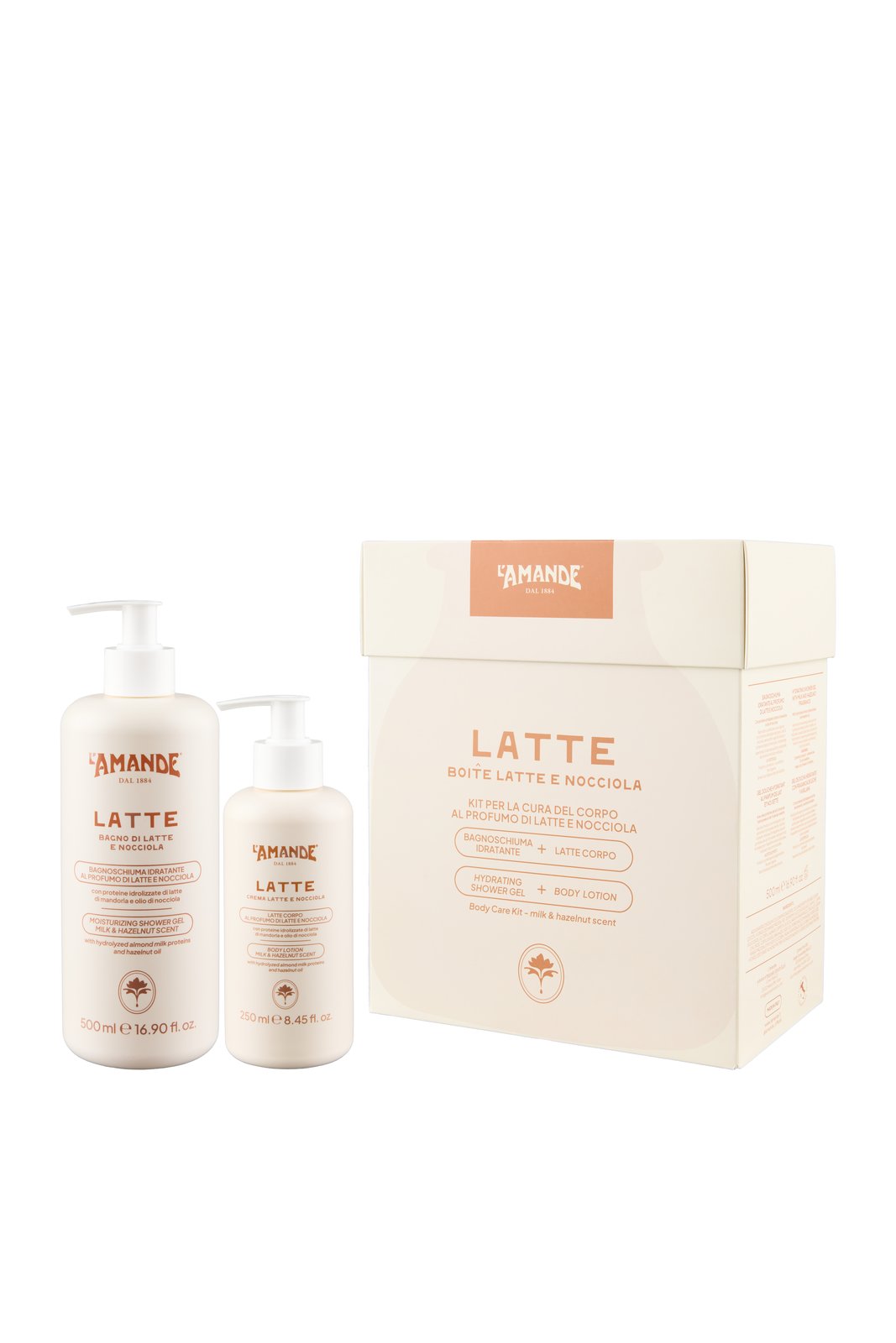 KIT PER IL CORPO AL PROFUMO DI LATTE E NOCCIOLA