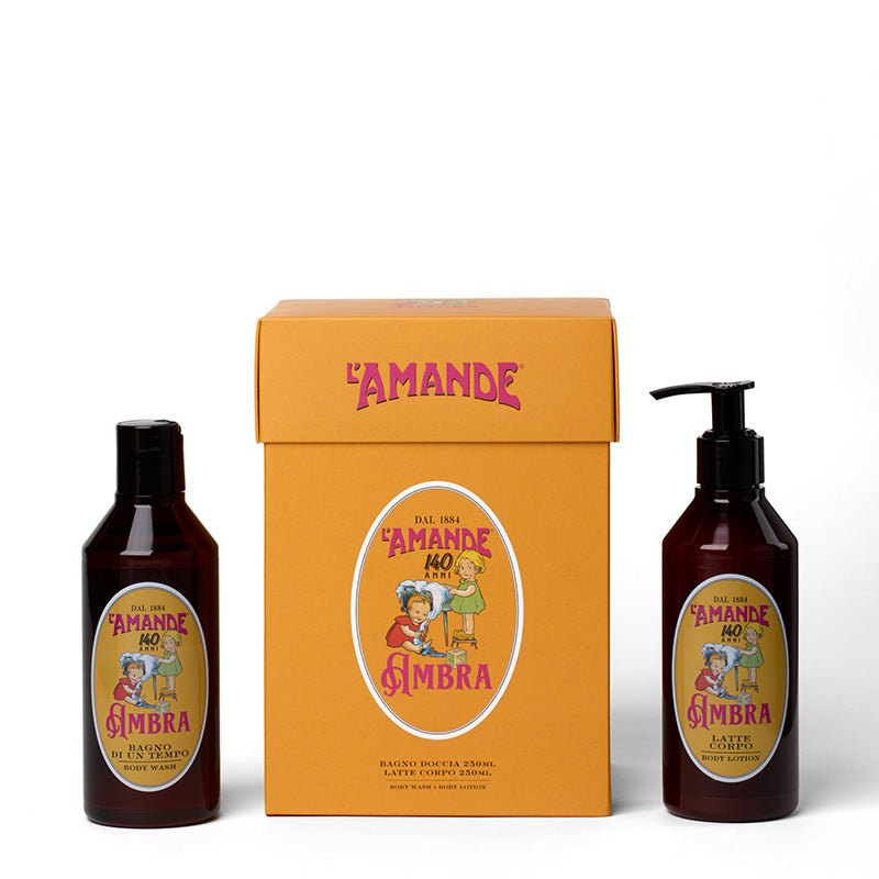 Gift Box 140 Anni - Ambra: Bagno di un tempo 250ml + Latte corpo 250ml