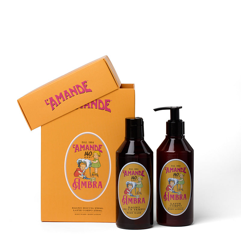 Gift Box 140 Anni - Ambra: Bagno di un tempo 250ml + Latte corpo 250ml